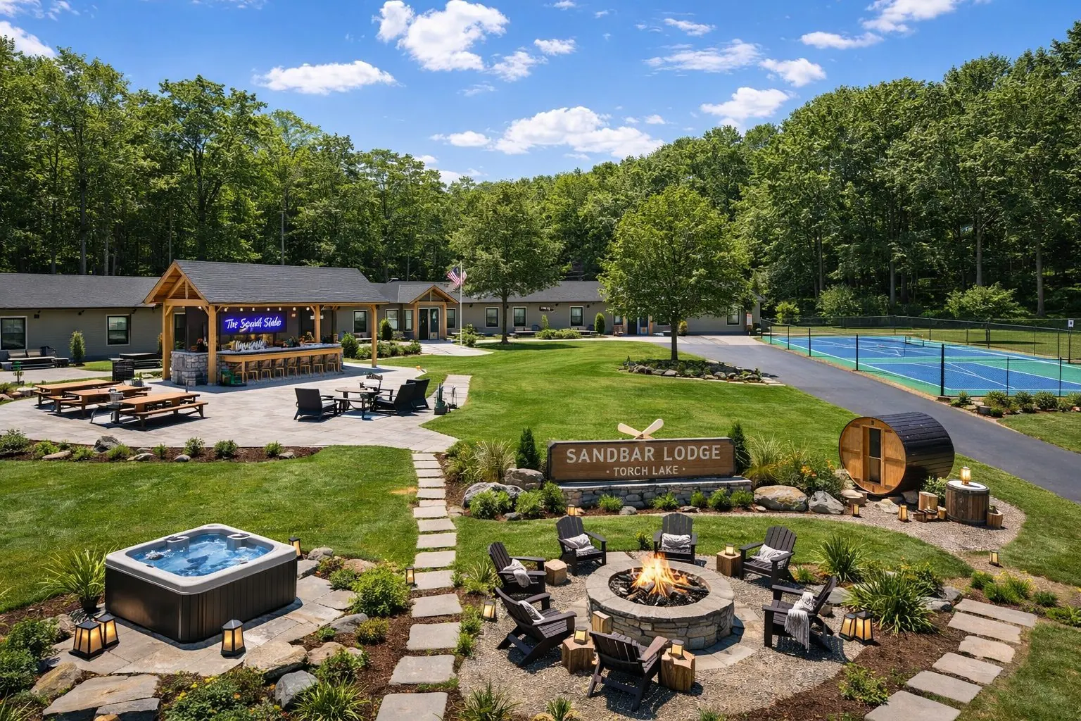 Lodge exterior in daylight